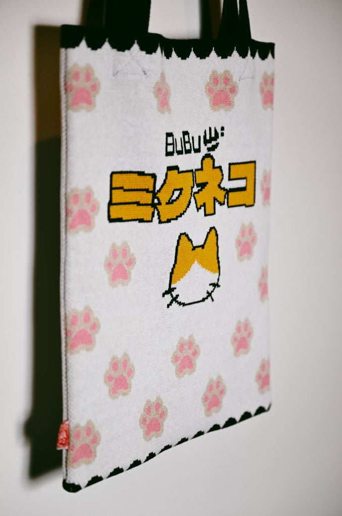 クラシック 三毛猫お菓子風ニットバッグ
